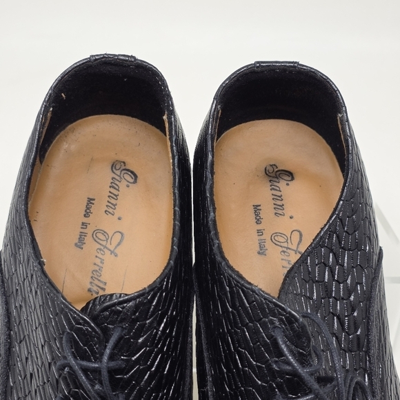Gianni Ferretti Men\'s Black Leather Shoes Made In Italy Size 44 Pre-owned